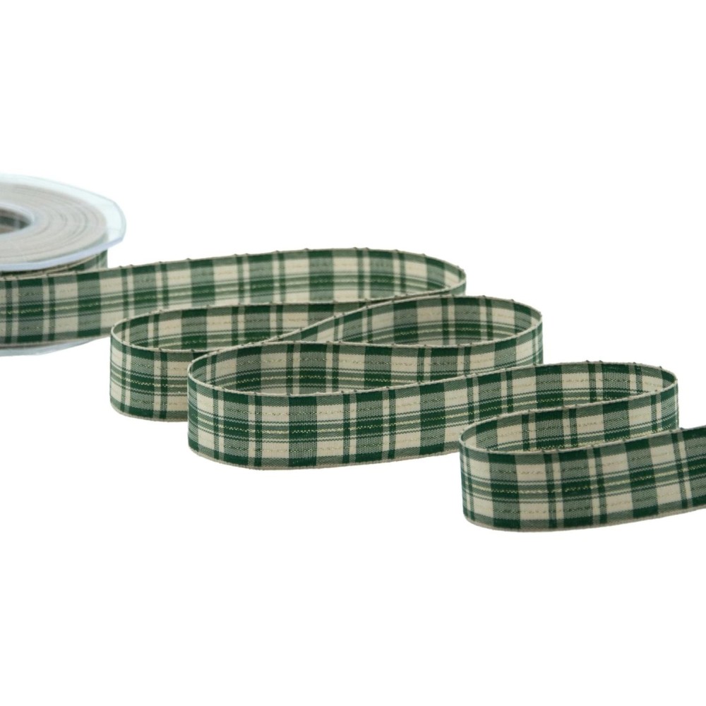 NASTRO VERDE INGLESE TARTAN SCOZZESE 25MM. 20MT.